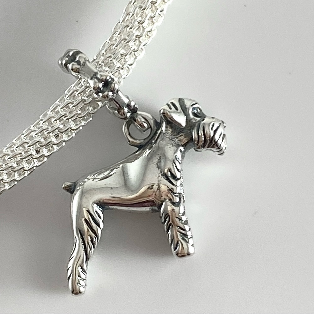 Sterling Silver Schnauzer Puppy Dog Dangle Charm